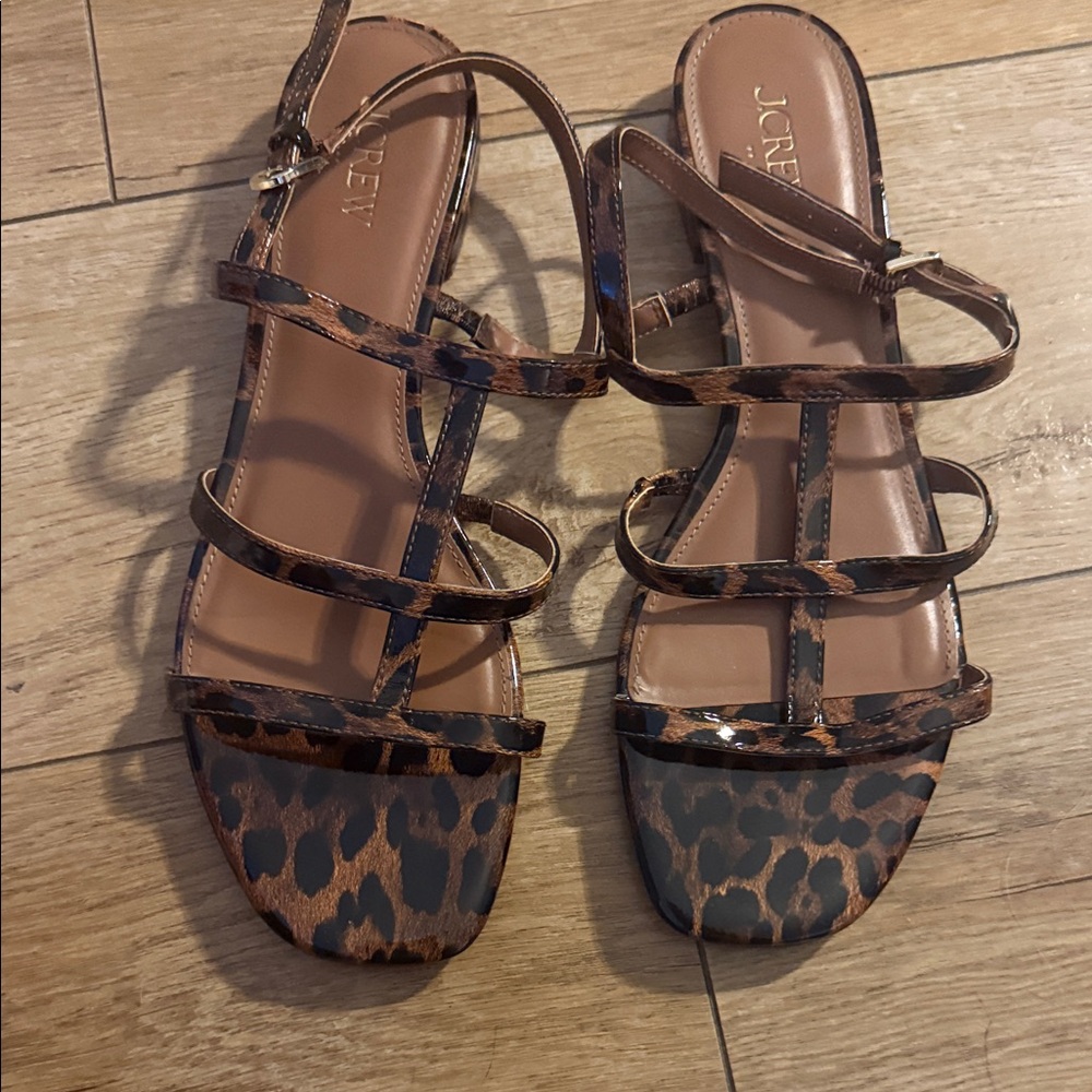 J. Crew Brown Leopard Strappy Sandals - Picture 3 of 6